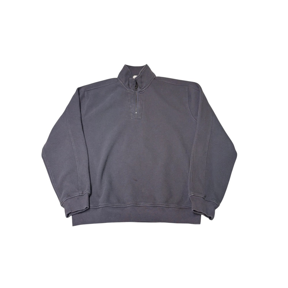 Vintage Oarsman J.Crew Mens Waffle Knit Quarter Zip Pullover Sweater Gray Size M